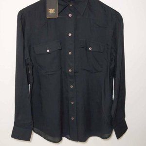 Frye Womens Western Shirt Jet Black Long Sleeve Co